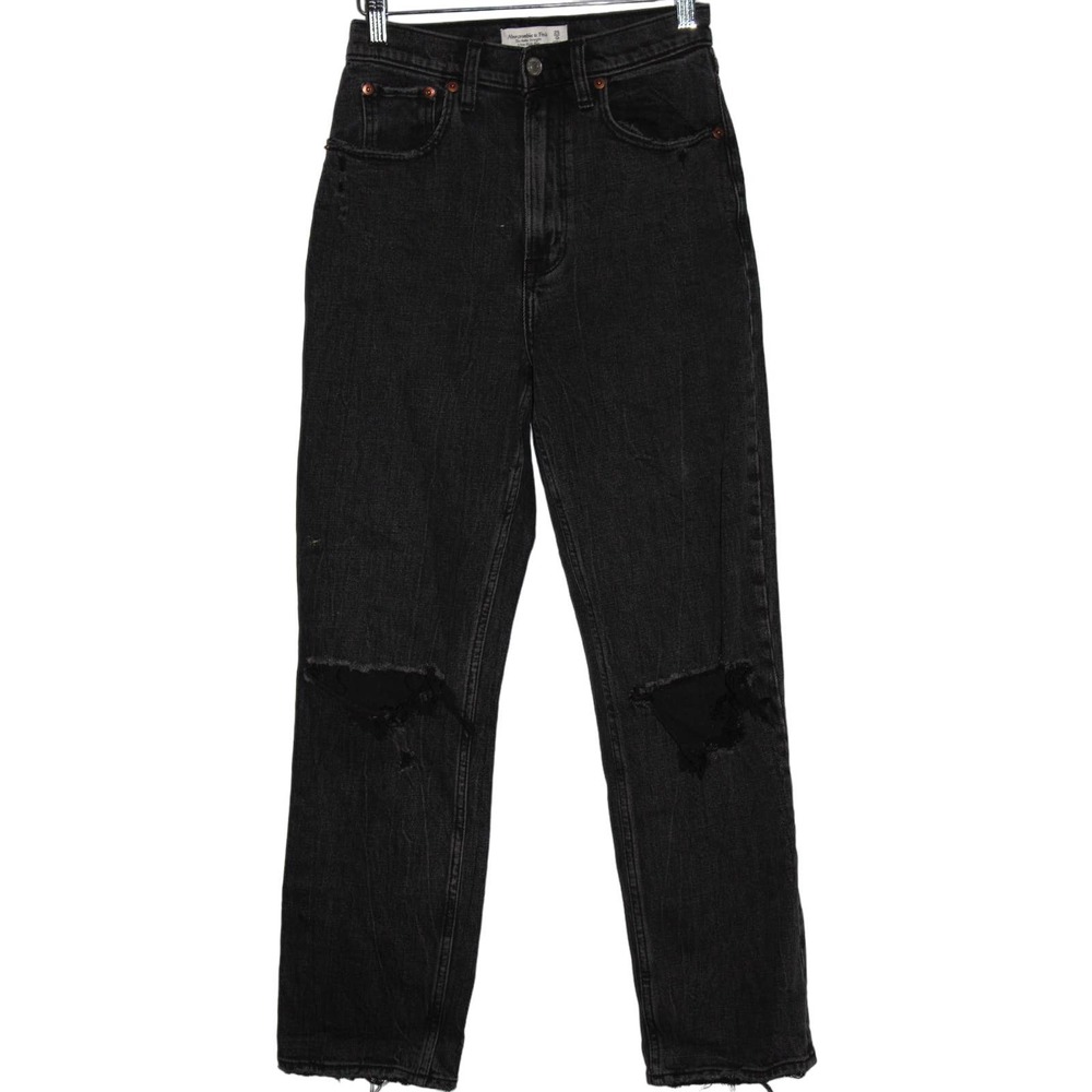 Abercrombie & Fitch The Ankle Straight Ultra High Rise Black Jeans Size 25 / 0 R